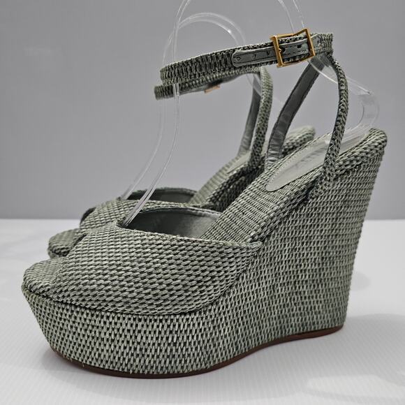 SCHUTZ Shoes - NEW Schutz Neith Straw Wedge Sandal Platform Green Raffia Size 9.5
